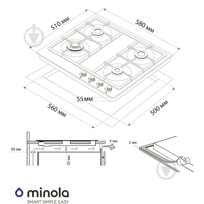 Варочная поверхность газовая Minola MGM 61221 I - фото 12