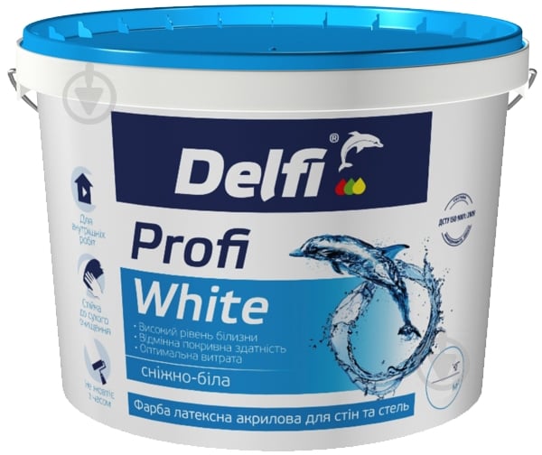 Фарба інтер'єрна акрилова Delfi Profi White мат білий 4,2 кг - фото 1