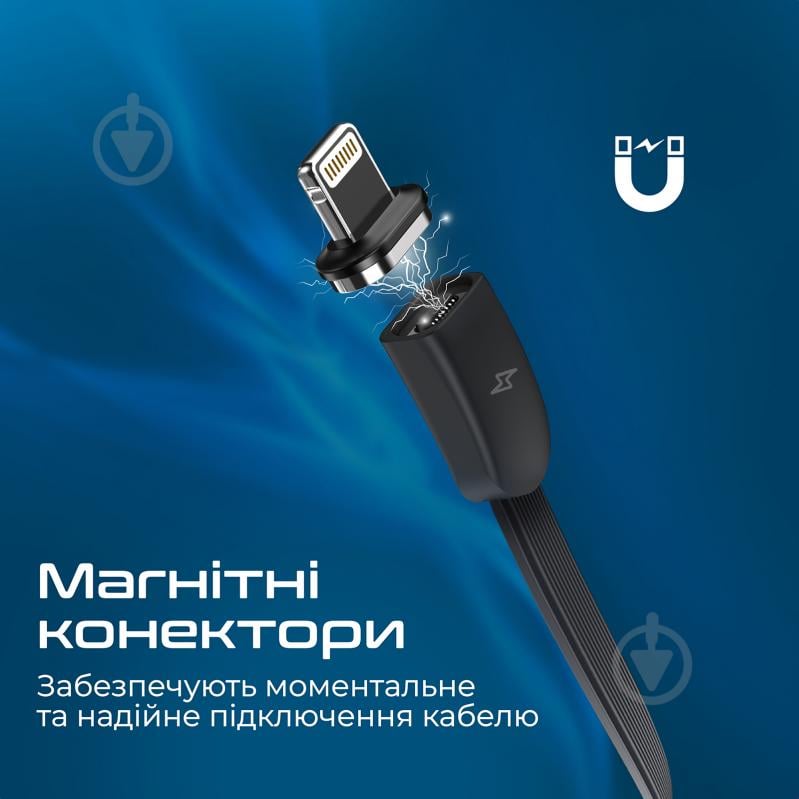 Кабель Promate магнитный Quiver USB-C to USB-C/Lightning/microUSB 1 м 1 м черный (quiver.black) - фото 4