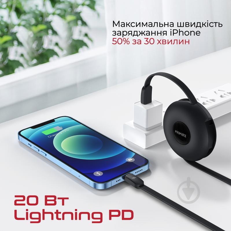 Кабель Promate магнитный Quiver USB-C to USB-C/Lightning/microUSB 1 м 1 м черный (quiver.black) - фото 6