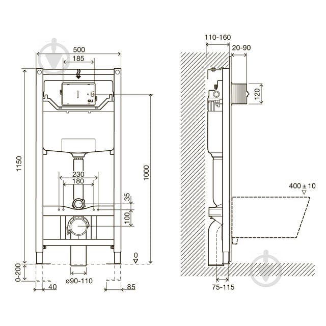 УЦЕНКА! Комплект инсталляции Imprese с кнопкой хром и унитаз Architectura DirectFlush 4694HR01+i8120 (УЦ №93) - фото 2