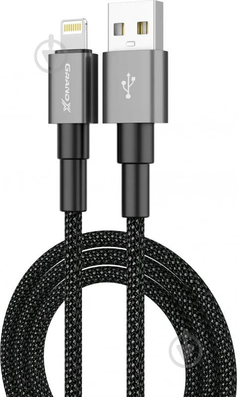 Кабель Grand-X USB-Lightning 1 м черный (PL-08) - фото 1 Кабель Grand-X USB-Lightning 1 м черный (PL-08) - фото 1