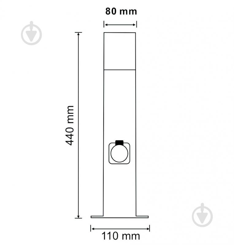 Стовпчик Polux Dallas 44 см з розеткою 16 А E27 IP44 графіт - фото 3