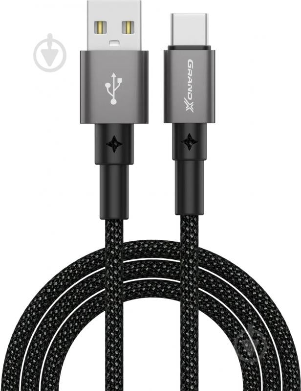 Кабель Grand-X USB — Type-C 1 м чорний (PC-08B) - фото 1
