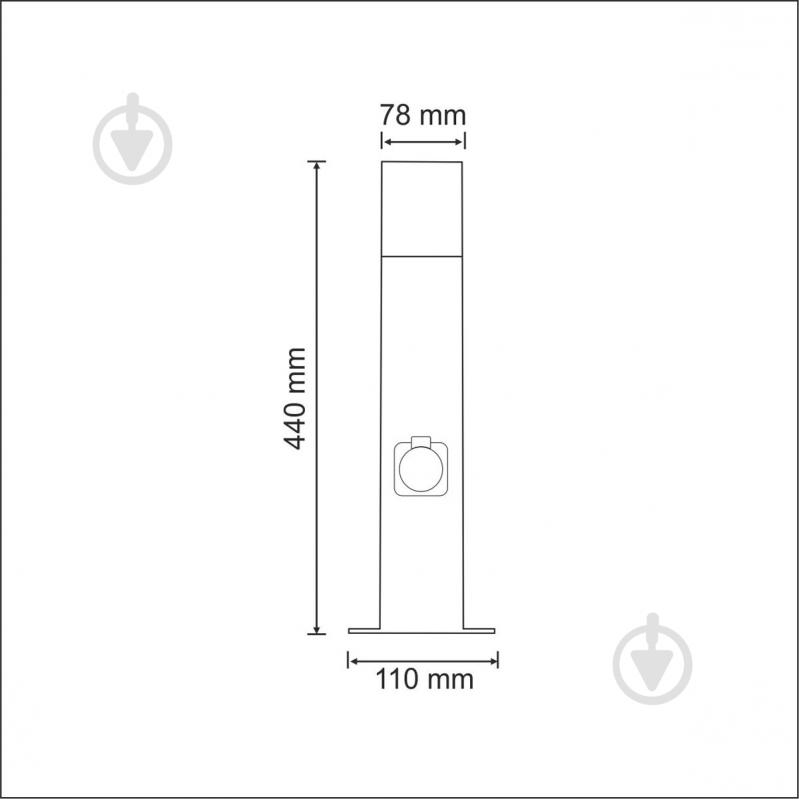 Стовпчик Polux New York 44 см з розеткою 16А E27 IP44 графіт - фото 3