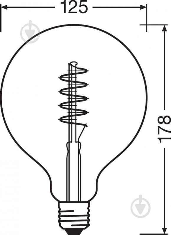 Лампа светодиодная Osram FIL Vintage Spiral Globe Gold G120 5 Вт E27 2000 К 220 В желтая 4058075092136 - фото 3