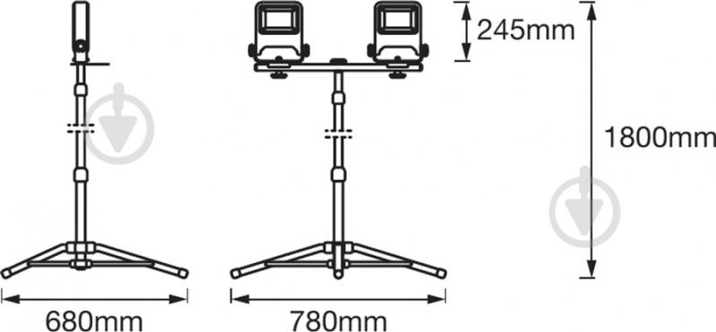 Прожектор Osram Worklight Tripod LED 100 Вт IP65 черный/оранжевый - фото 3 Прожектор Osram Worklight Tripod LED 100 Вт IP65 черный/оранжевый - фото 3