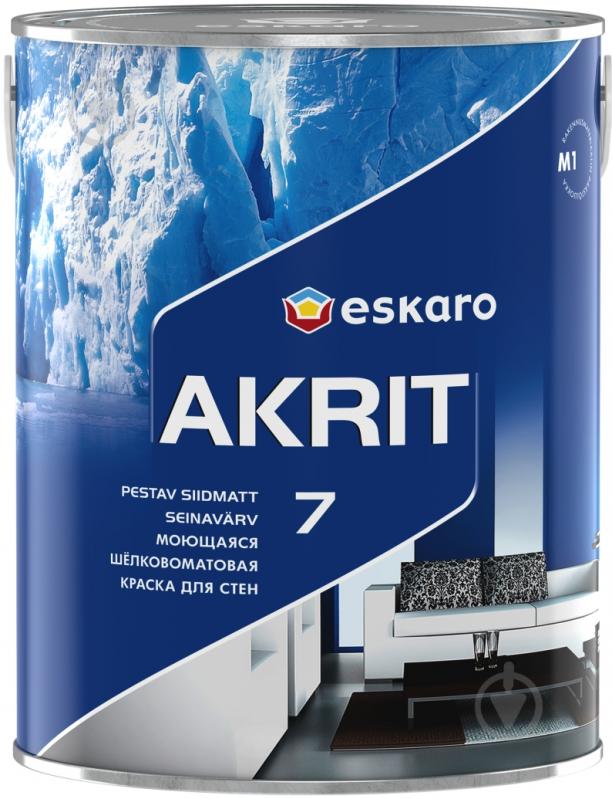 Фарба акрилатна водоемульсійна Eskaro Akrit 7 мат білий 2,85 л 3,68 кг - фото 1