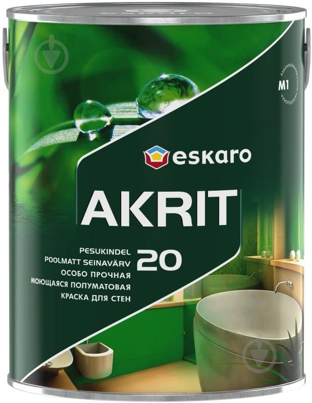 Фарба акрилатна водоемульсійна Eskaro Akrit 20 напівмат білий 2,85 л 3,57 кг - фото 1