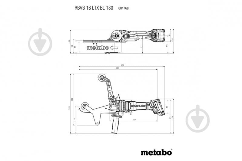 Шлифовальная машина для труб Metabo RBVB 18 LTX BL 180 601768840 - фото 3 Шлифовальная машина для труб Metabo RBVB 18 LTX BL 180 601768840 - фото 3