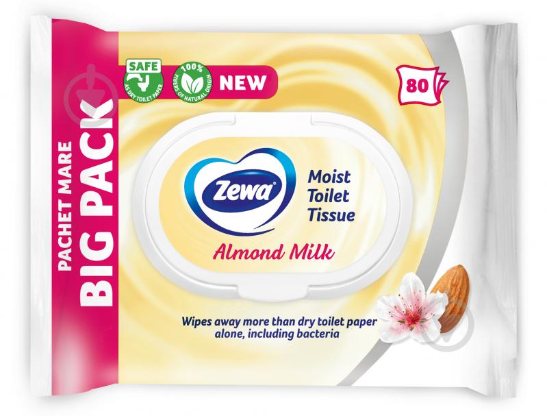 Вологий туалетний папір Zewa c ароматом мигдалевого молочка одношаровий 80 шт. - фото 2