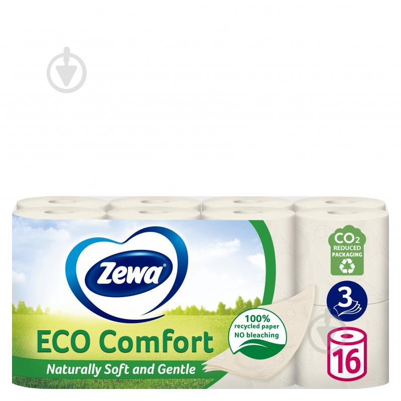 Туалетная бумага Zewa Eco Comfort (150 отрывов) трехслойная 16 шт. - фото 1