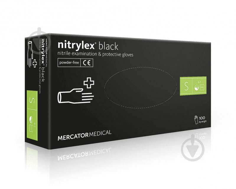 Рукавички медичні NITRYLEX S чорні 100 шт./уп. - фото 1
