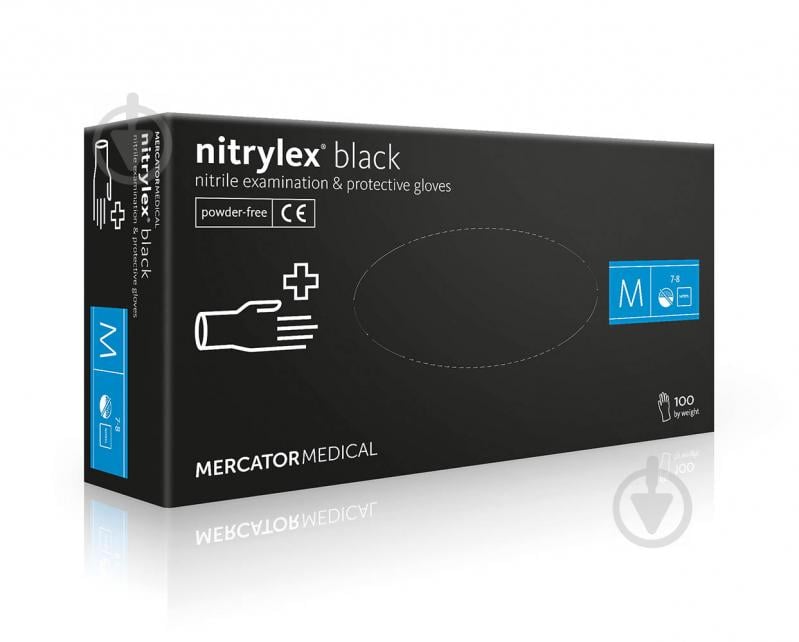 Перчатки медицинские NITRYLEX M черные 100 шт./уп. - фото 1