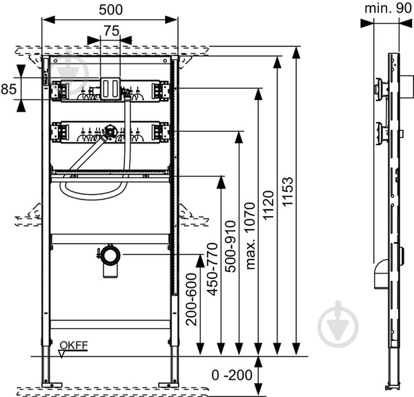 Модуль для пісуара TECE з клапаном змиву U1 1120 мм 9320008 - фото 2