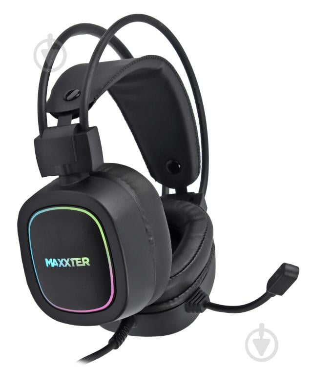 Наушники Maxxter Ghost Helmet black USB 7.1 RGB подсветка - фото 1