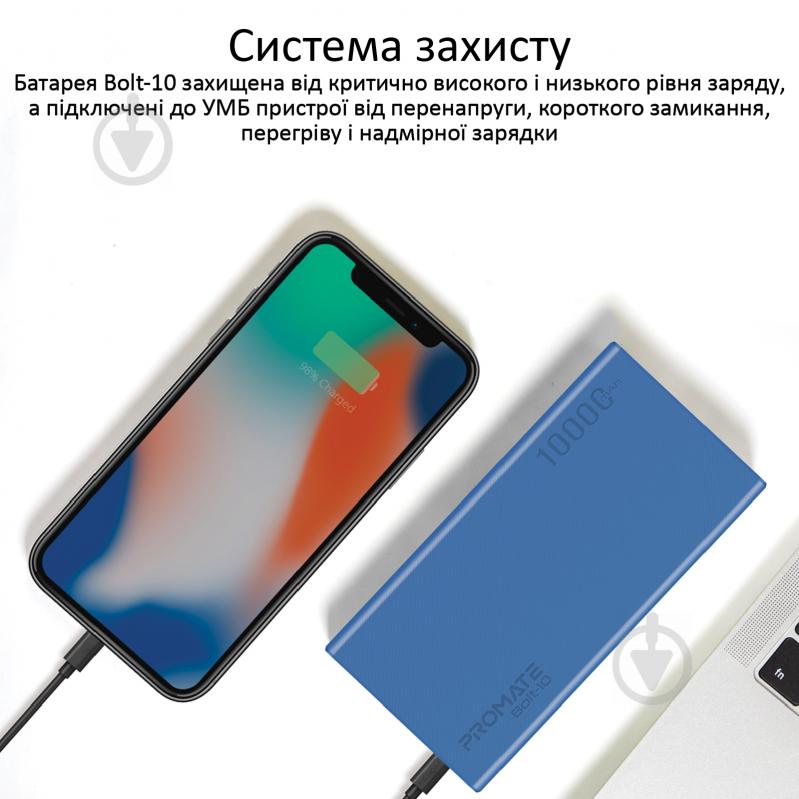 Повербанк Promate 10Вт 2xUSB 10000 mAh (bolt-10.blue) - фото 6