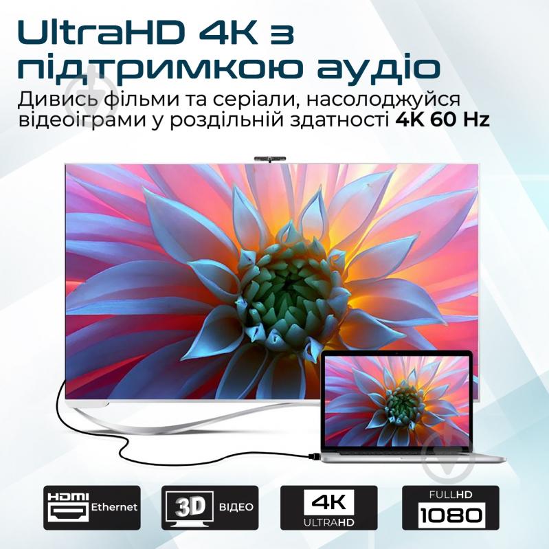 Кабель Promate proLink4K1-500 HDMI - HDMI v.2.0 5 м черный (prolink4k1-500.black) - фото 2