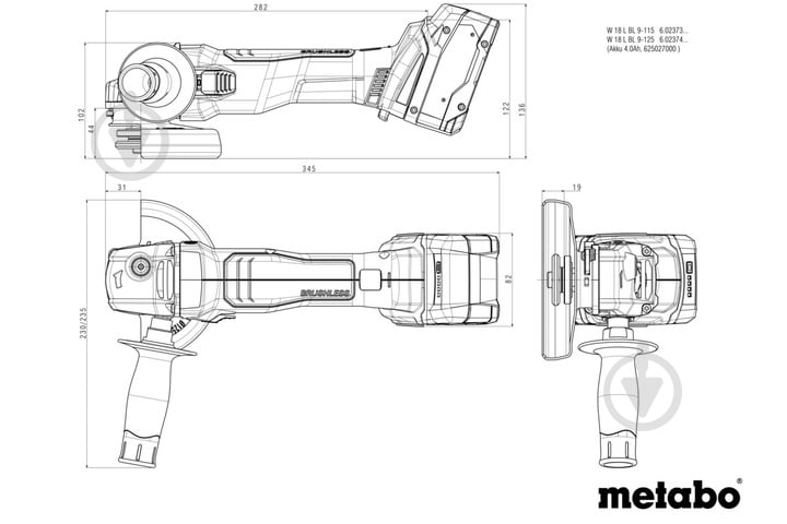 Болгарка (угловая шлифмашина) Metabo W 18 L BL 9-125 602374510 - фото 8