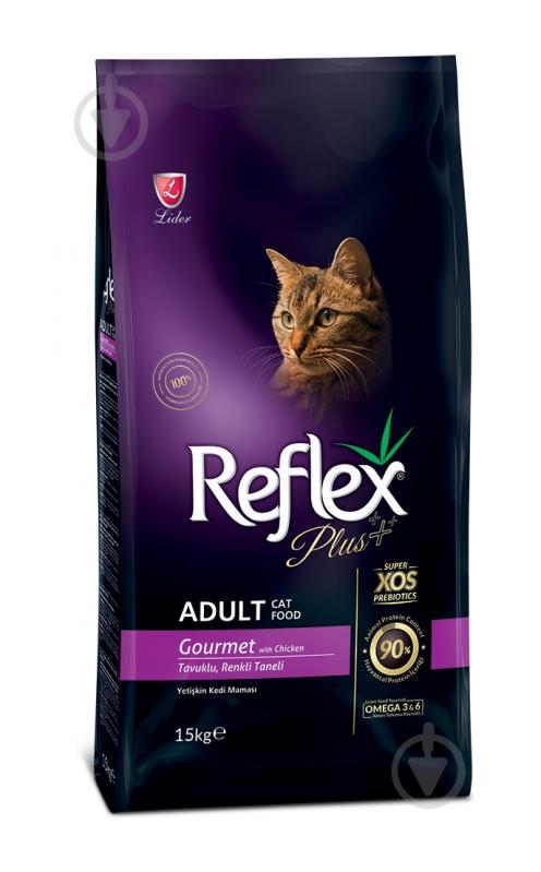 Корм для дорослих котів Reflex Plus Gourmet з куркою 15 кг - фото 1 Корм для дорослих котів Reflex Plus Gourmet з куркою 15 кг - фото 1
