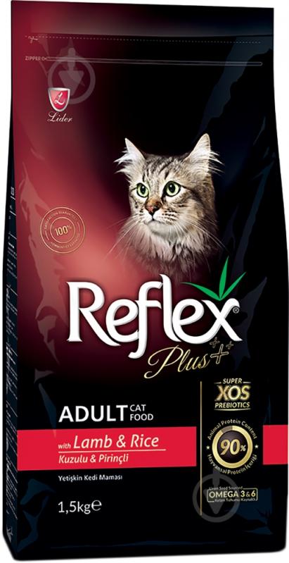 Корм для дорослих котів Reflex Plus з ягням і рисом 1,5 кг - фото 1