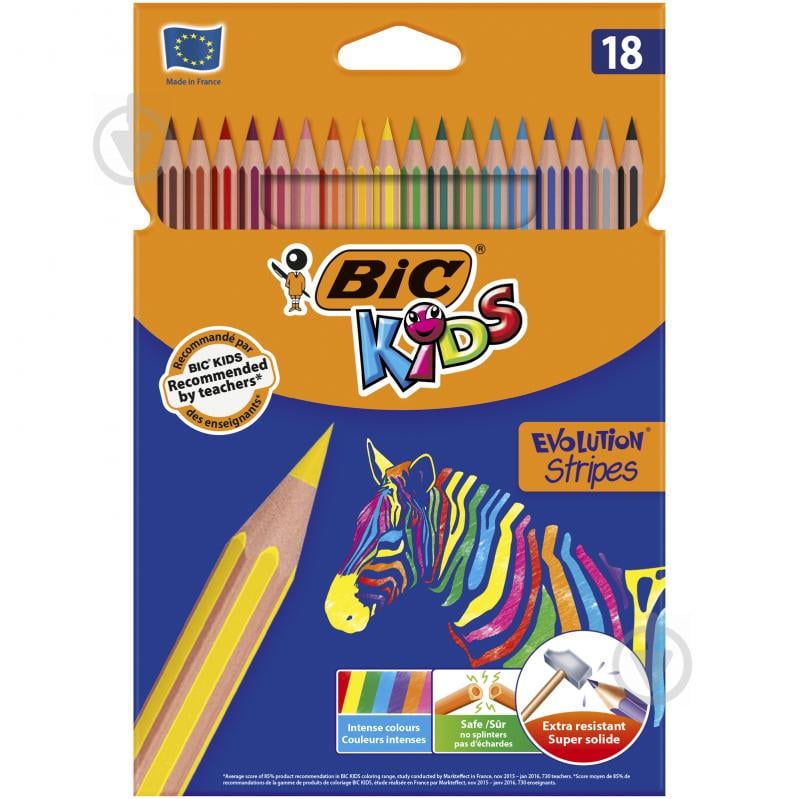 Набор цветных карандашей Evolution Stripes 18 шт. BIC - фото 1