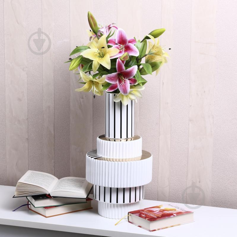 Ваза Inari Alexmarie 46 см белая с черным K16203 - фото 5 Ваза Inari Alexmarie 46 см белая с черным K16203 - фото 5