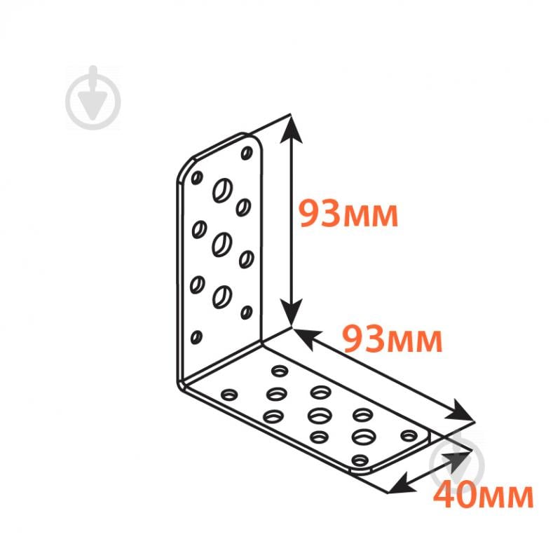 Уголок перфорированный Kolchuga равносторонний 93x93x40 мм 3 мм - фото 3