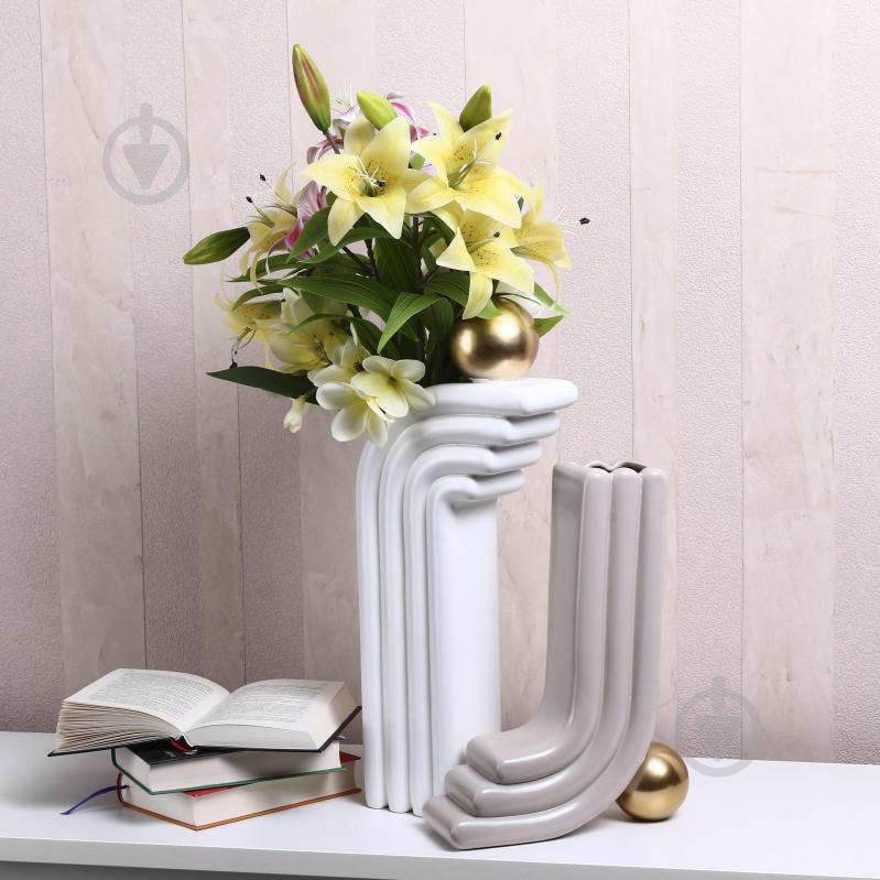 Ваза Inari Oito 34,5 см бежевая K17365 - фото 7