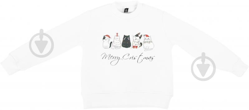 Свитшот унисекс Формат с начесом Рождественский Котики р.158 белый - фото 1 Свитшот унисекс Формат с начесом Рождественский Котики р.158 белый - фото 1