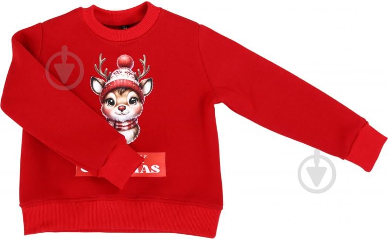 Світшот унісекс Формат з начісом Різдвяний Оленятко р.110 червоний - фото 2 Світшот унісекс Формат з начісом Різдвяний Оленятко р.110 червоний - фото 2