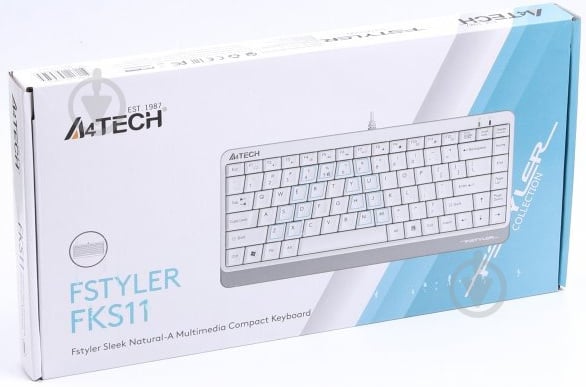 Клавіатура A4Tech FKS11 USB Fstyler Compact Size (FKS11 USB White) white - фото 5