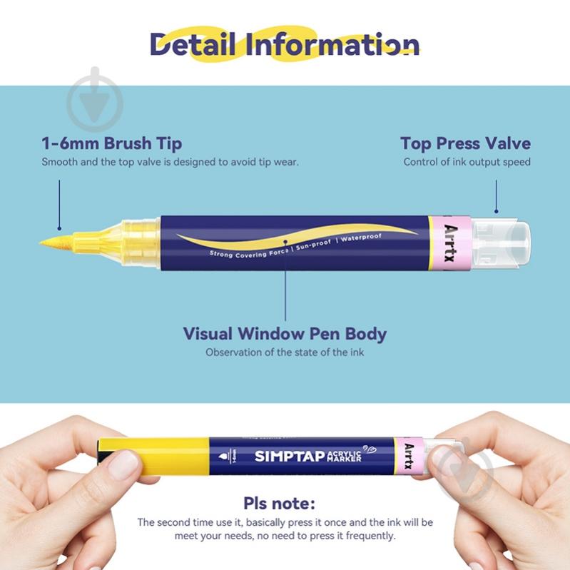 Набір маркерів акрилових Arrtx Simptap AACM-0724B 24 кольори LC303694 - фото 4