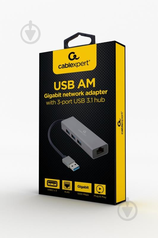 Адаптер Cablexpert A-AMU3-LAN-01 с USB-A на Gigabit Ethernet - фото 3