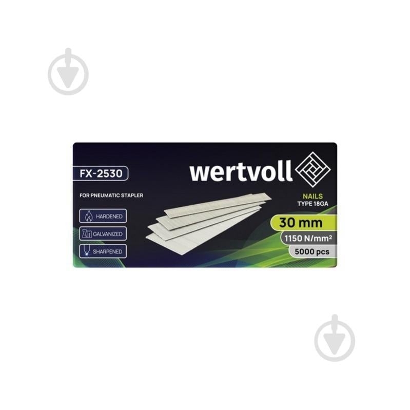 Гвозди для пневмостеплера WERTVOLL GA18 30 мм 5000 шт. (FX-2530) - фото 2 Гвозди для пневмостеплера WERTVOLL GA18 30 мм 5000 шт. (FX-2530) - фото 2