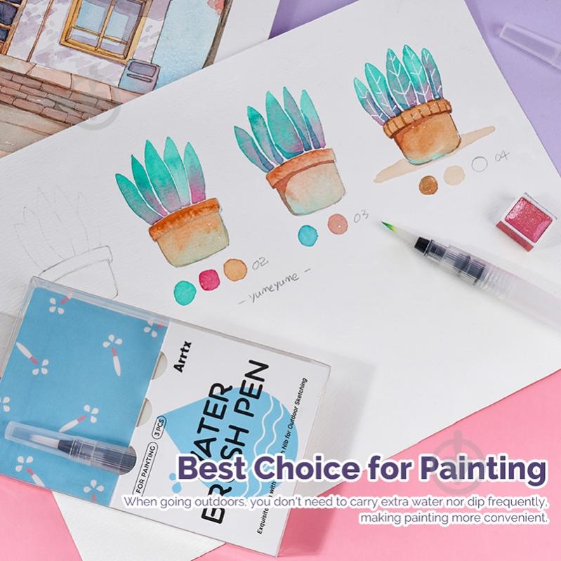 Кисть водяная Water brush 3 шт. Arrtx - фото 8