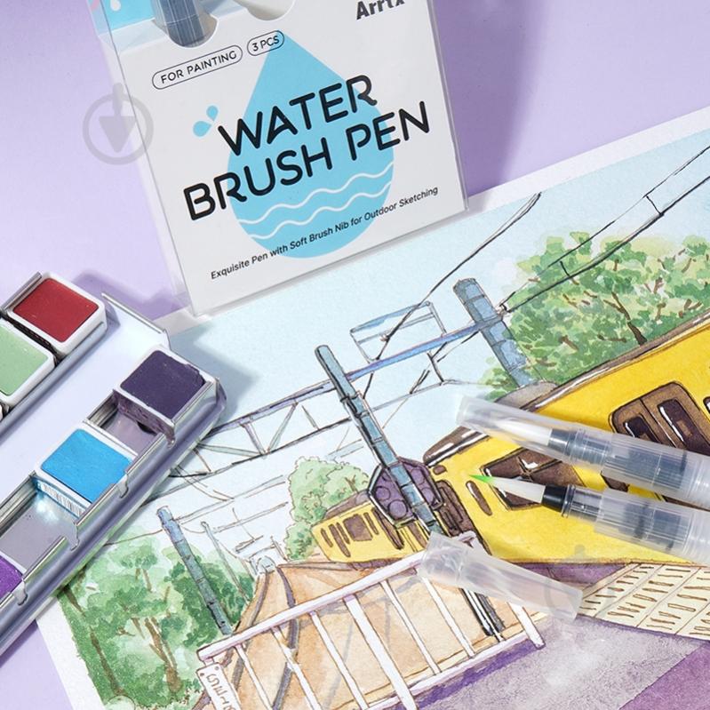 Кисть водяная Water brush 3 шт. Arrtx - фото 7