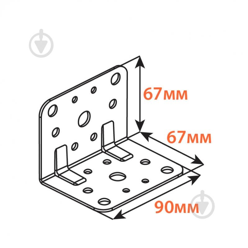 Уголок перфорированный Kolchuga равносторонний 67x67x90 мм 2,5 мм - фото 3