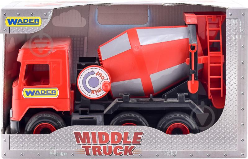 Машинка Wader бетонозмішувач червоний «Middle truck» 39489 - фото 1