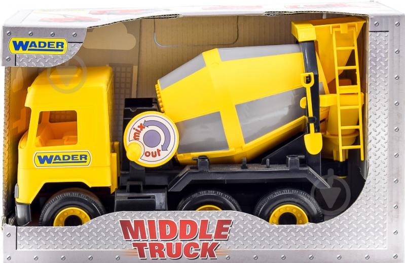 Машинка Wader бетонозмішувач жовтий «Middle truck» 39493 - фото 1