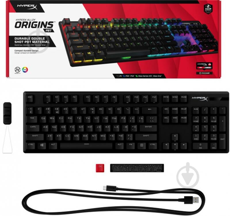 Клавіатура ігрова HyperX Alloy Origins PBT HX USB (639N3AA) black - фото 8