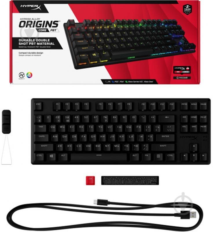 Клавиатура игровая HyperX Alloy Origins Core PBT HX USB (639N7AA) black - фото 8