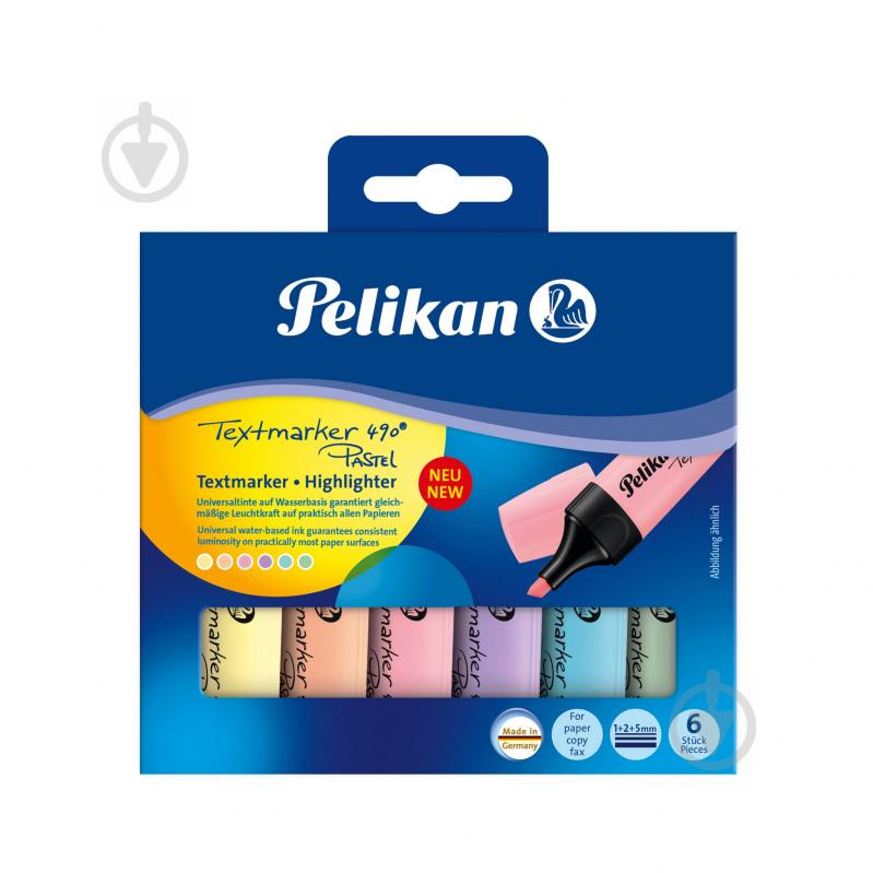 Набір текстових маркерів Pelikan 490 Pastel 6 пастельних кольорів 817325 - фото 2