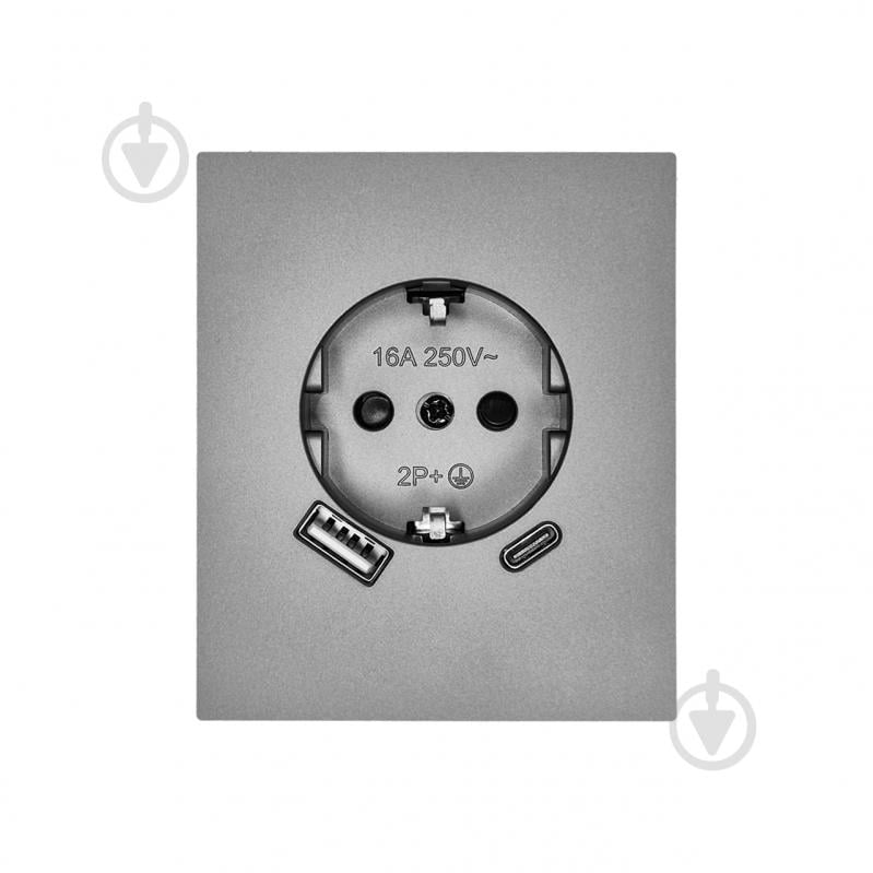 Розетка USB HausMark INO IP20 сірий PS-USB+TypeC-GP-Gray - фото 2