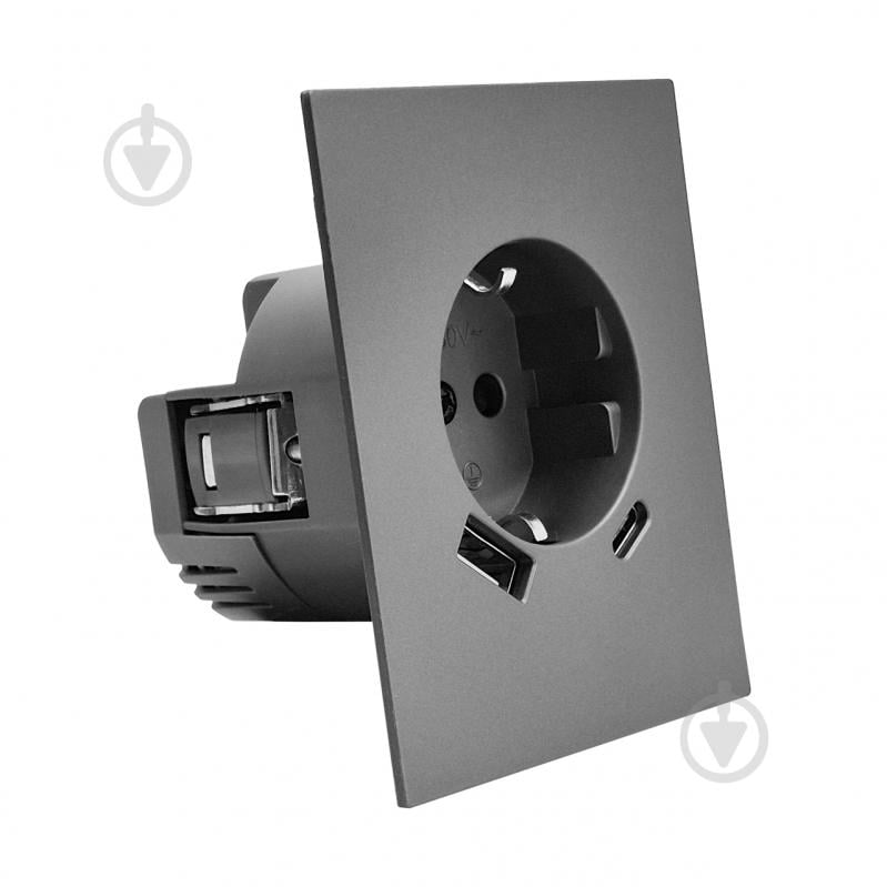 Розетка USB HausMark INO IP20 сірий PS-USB+TypeC-GP-Gray - фото 1 Розетка USB HausMark INO IP20 сірий PS-USB+TypeC-GP-Gray - фото 1