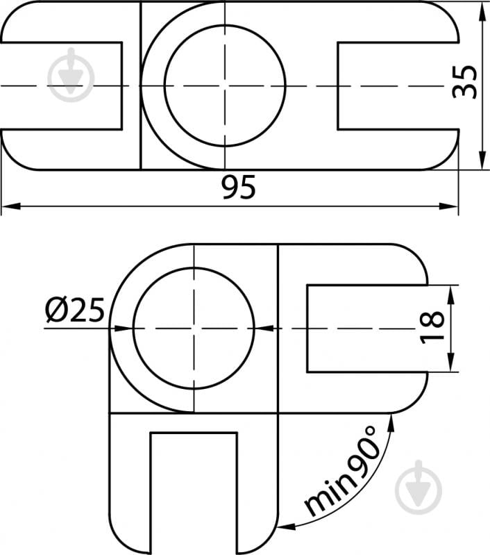 Держатель стекла или ДСП DC R-52 регулируемый для трубы d25 - фото 5