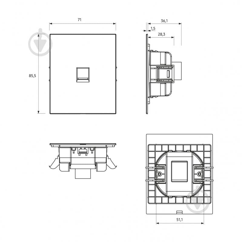 Розетка компьютерная HausMark INO IP20 серый PS-LAN-GP-Gray - фото 5