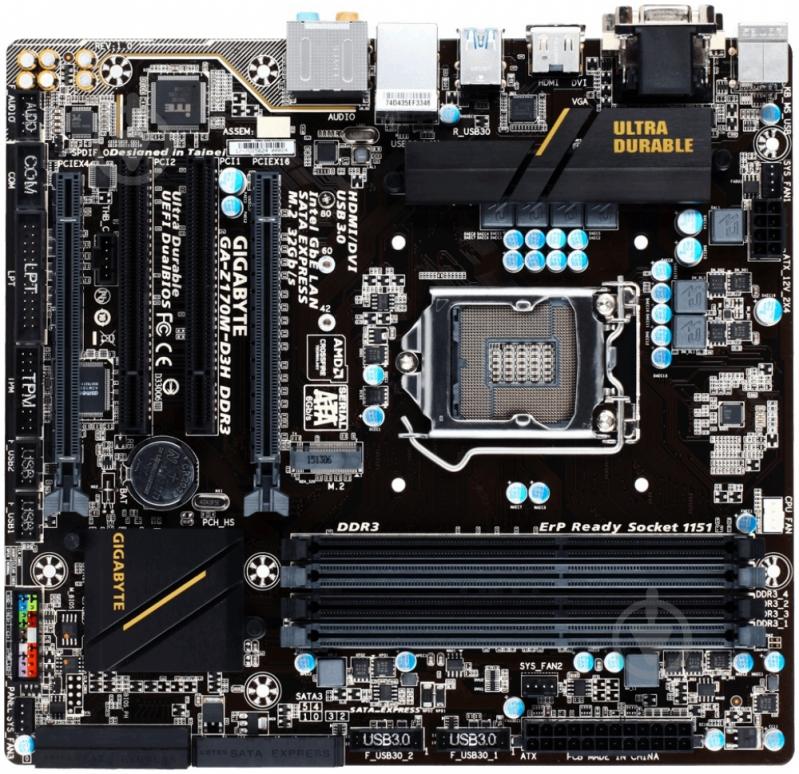 Материнская плата Gigabyte GA-Z170M-D3H DDR3 (Socket 1151, Intel Z170, mirco ATX) - фото 1