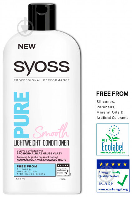 Кондиционер Syoss Pure Smooth для нормальных и густых волос 500 мл - фото 2