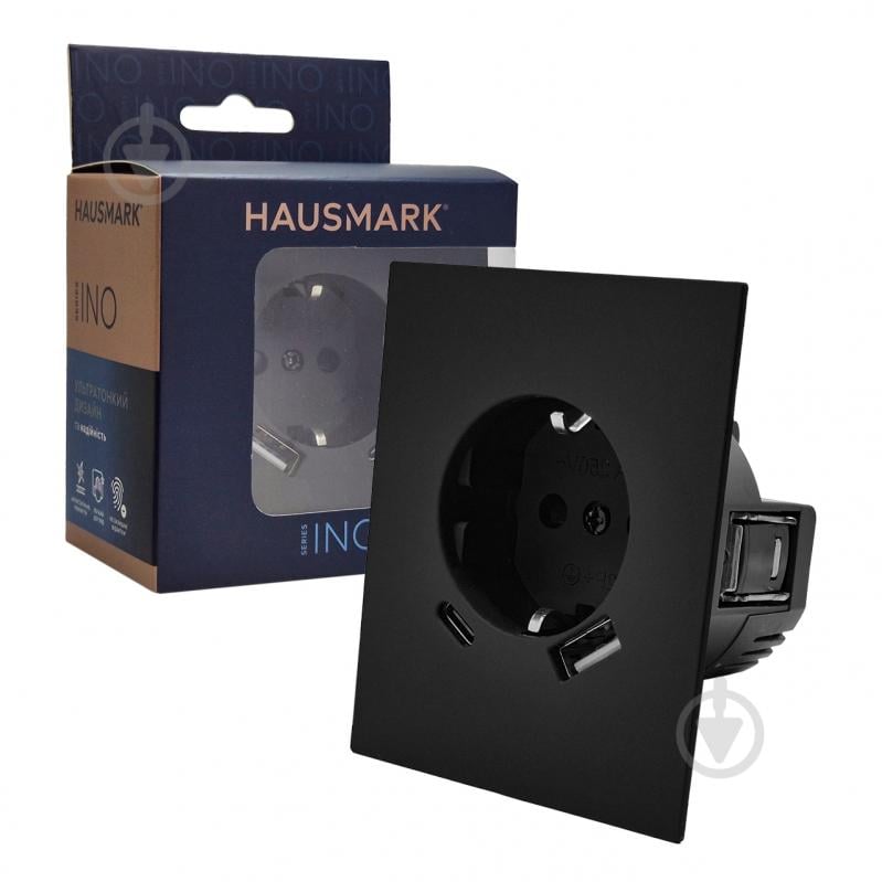 Розетка USB HausMark INO IP20 черный PS-USB+TypeC-GP-Black - фото 4